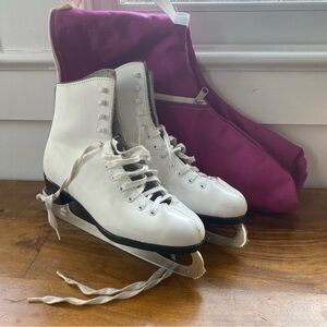 Women's Classic White Ice Skates with Carry Bag